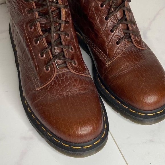 Dr. Martens CROC Pascal Dark Brown Vibrance Croco Leather Combat Boots 10 UK 43 - Picture 4 of 12